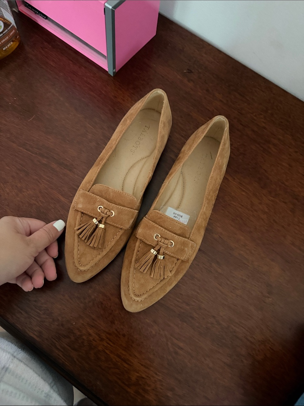 Talbots Tan Suede Tassel Pointed Loafers